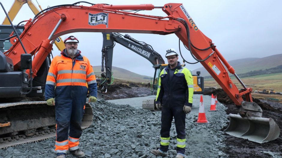 John Nicols of S Malcolmson Plant Ltd and Brian Allan of FLJ, two local companies working on the Viking project in Shetland.