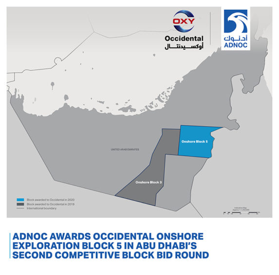 Oxy has won Block 5 in Adnoc's second bid round close to Oman, following the US company's win of a first block in 2019.
