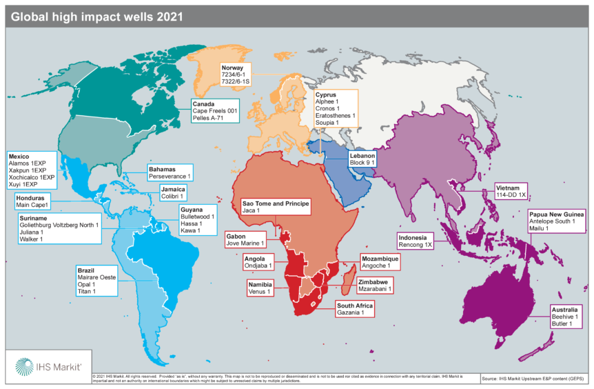 IHS Markit expects 38 high impact wells will be drilled in 2020, with Cyprus and Mexico leading the pack with four each.