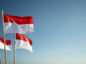 Indonesian flags flutter in the wind.