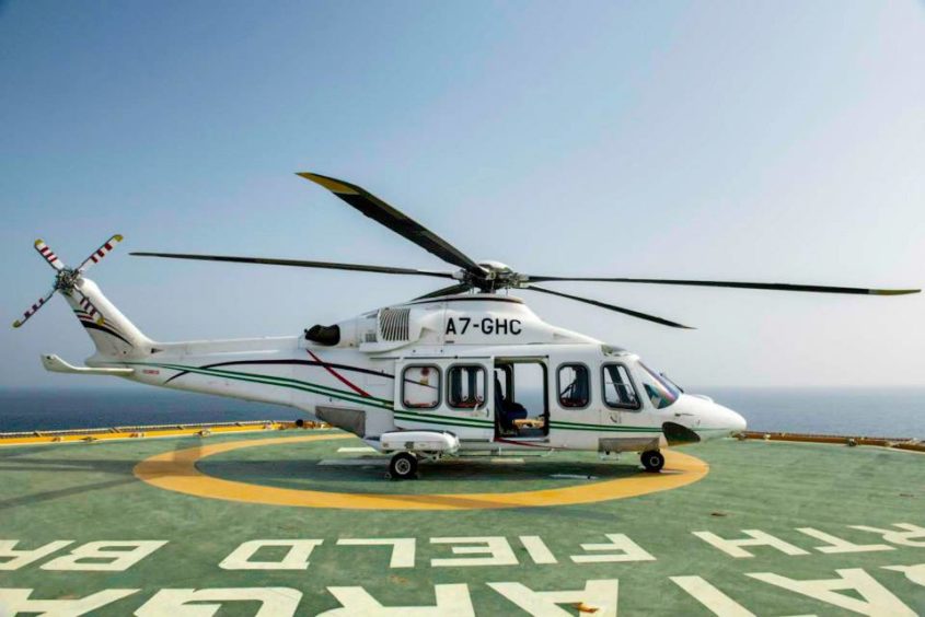 Helicopter on a helipad