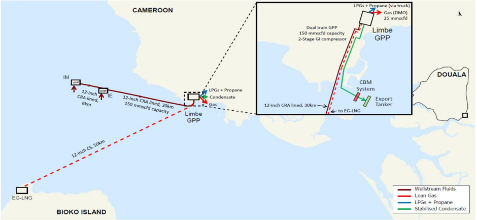 Map of Etinde project. FID on Cameroon's Etinde project has been delayed again, junior partner Bowleven has said, citing COVID-19.