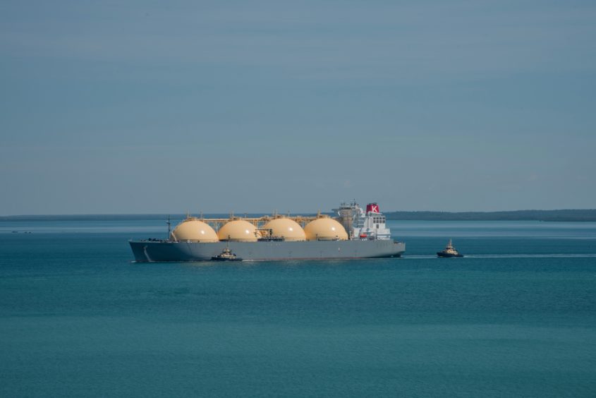 An LNG tanker offshore Darwin, Northern Australia