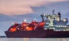 LNG TANKER - Ship at dawn moored to the gas terminal