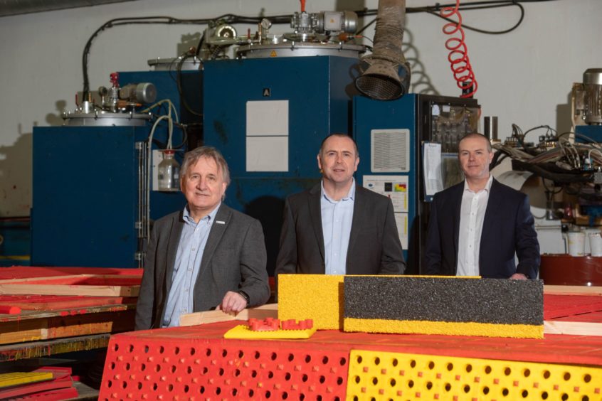 Scotgrip International chairman George Yule, (Left), Mark Prise, Operations Director (Middle) and Ralph Prise, Managing Director.