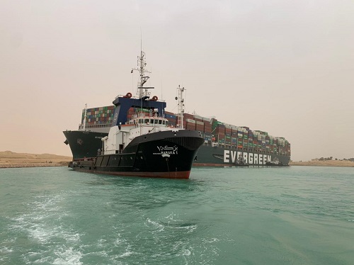 The Suez Canal has been effectively closed as a 400-metre long container ship ran aground on Tuesday, causing a traffic jam of ships.