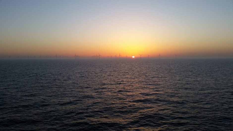 A wind farm in the ocean