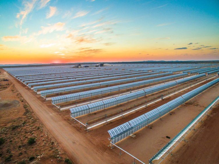 Solar panels with blue sky