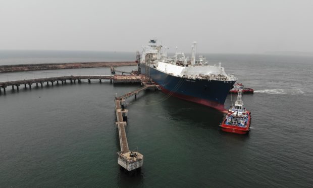 The Hoegh Giant FSRU: berthed at H-Energy's Jaigarh terminal in India