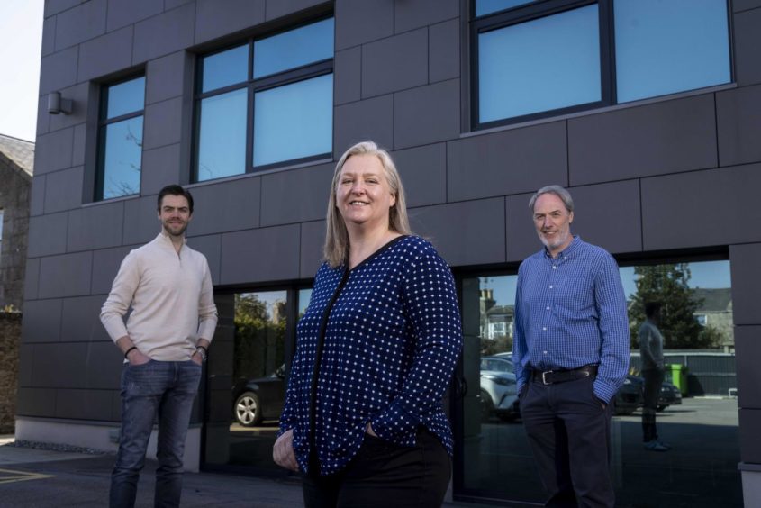 L to R Euan Bathgate (Chief Product Officer), Alison Taylor (Emissions Reduction Lead) and Colin Deddis (Process Engineering Lead).