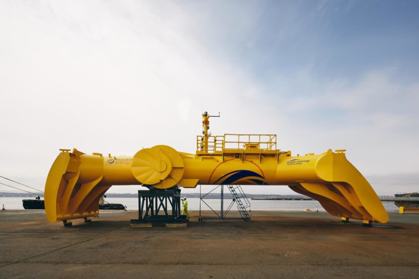 Mocean's Blue X wave energy converter in Rosyth.