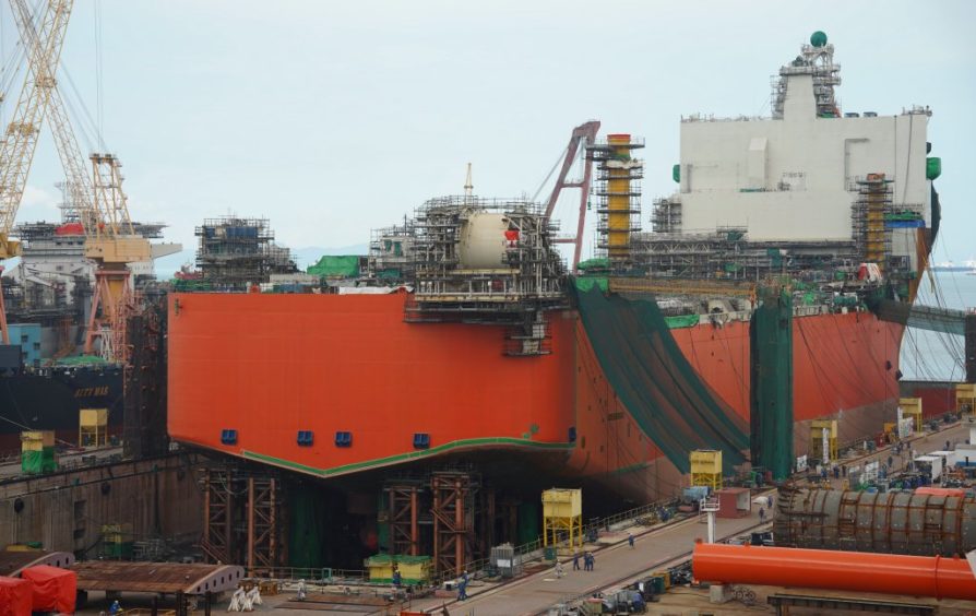 The Johan Castberg production vessel at Sembcorp Marine in Singapore. (Photo: Equinor ASA)