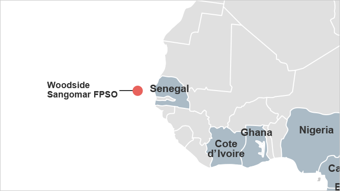 Map of Sangomar project offshore Senegal