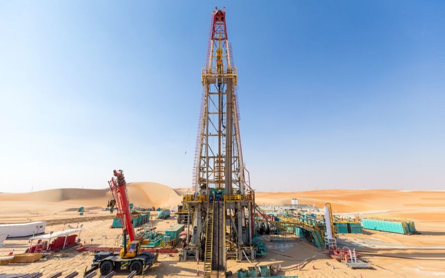 A drilling rig in the desert