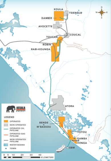 Map showing Assala's Gabon assets