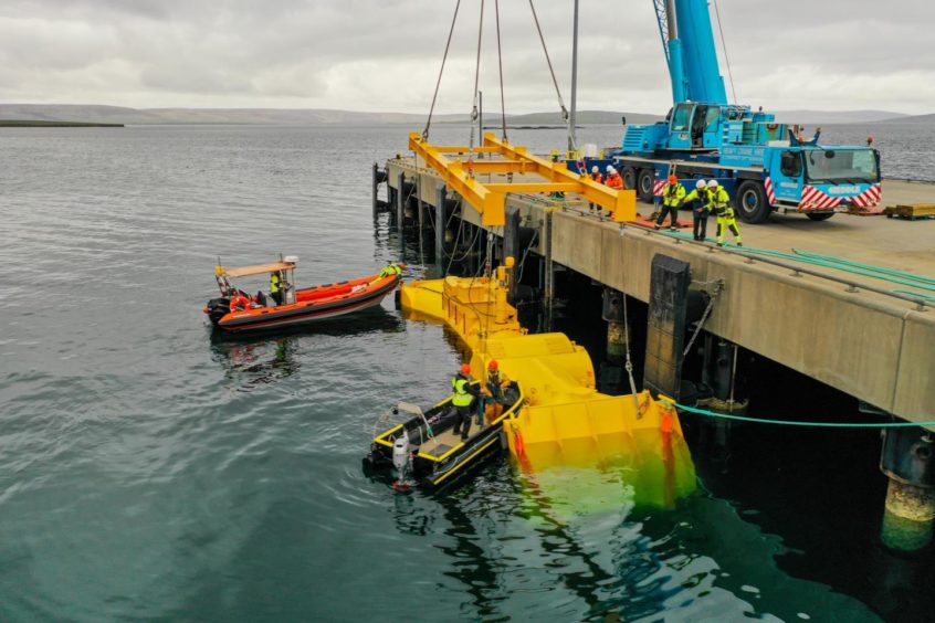 The Blue X wave energy device at Kirkwall, Orkney.