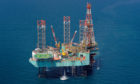 Platform floating in a blue sea