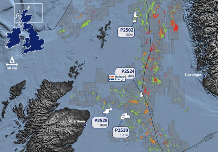 A map showing Finder Energy's North Sea licences.