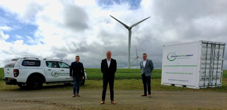 l-r Harry Patterson, Gary Wilson and Philip Patterson of Carbon Neutral Energy.