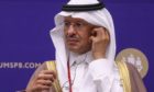 Abdulaziz bin Salman, Saudi Arabia's energy minister, adjusts his earpiece during a panel session on day two of the St. Petersburg International Economic Forum (SPIEF) in St. Petersburg, Russia, on Thursday, June 3, 2021.