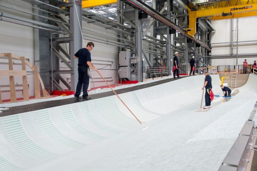 A wind turbine blade mould at Siemens Gamesa's factory in Hull.