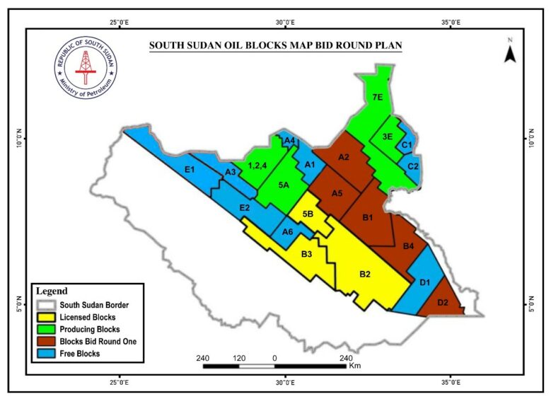 Map showing blocks in South Sudan