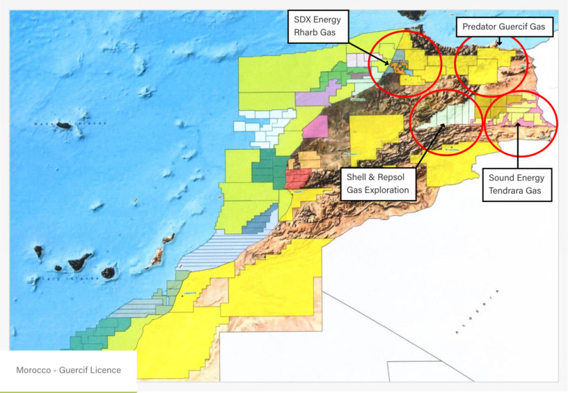 Map showing Morocco licences