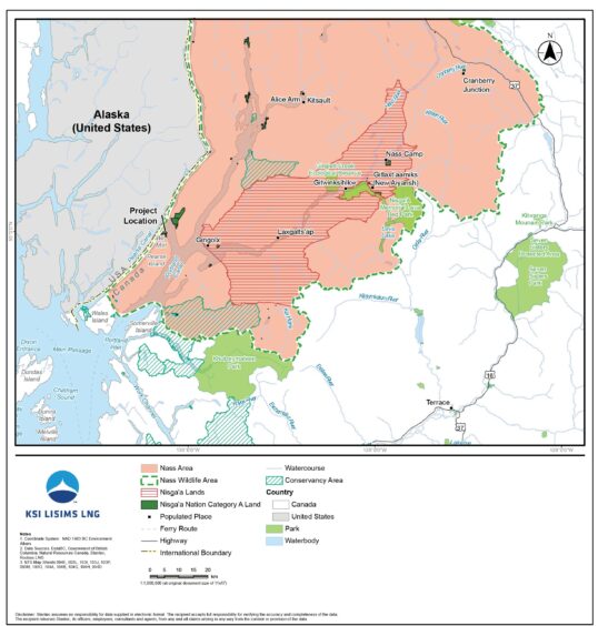 Map showing location of proposed LNG plant