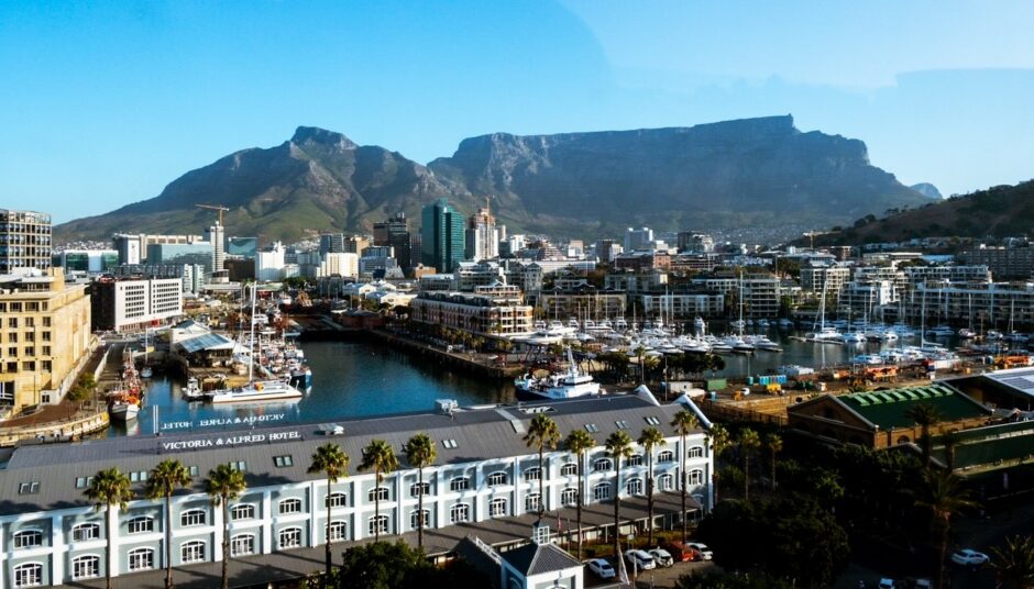 Table Mountain in the background, Cape Town's waterfront in the foreground