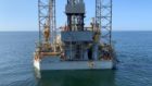 Jack-up rig in water