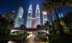 The Petronas Towers in Kuala Lumpur, Malaysia.