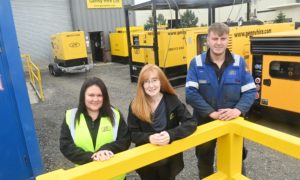 Pictured: Lorna Clark, centre, director of Genny Hire, with Louise Dunbar, office manager, and Dylan Boon, technician.