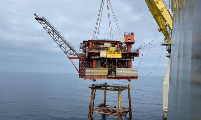 Harbour Energy's Caister platform being removed.
