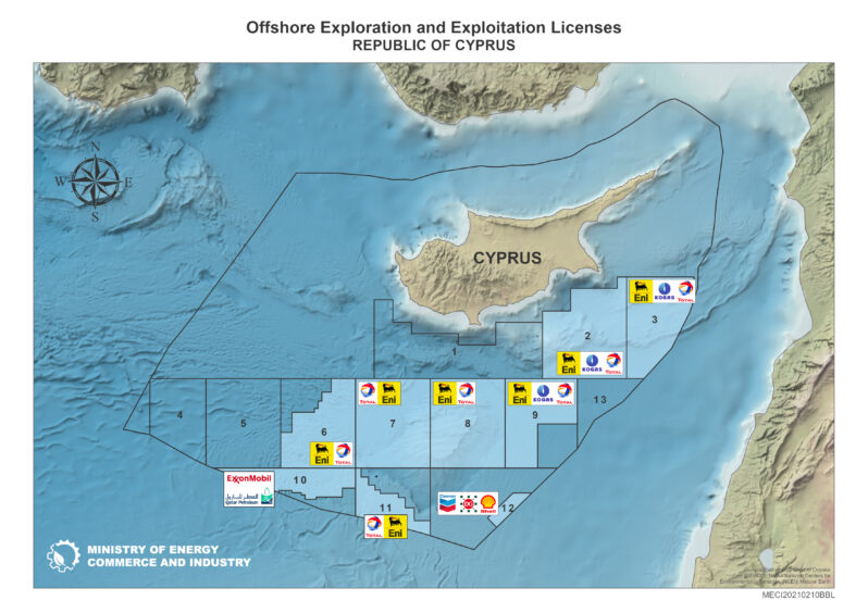 Map showing Cyprus' offshore licences