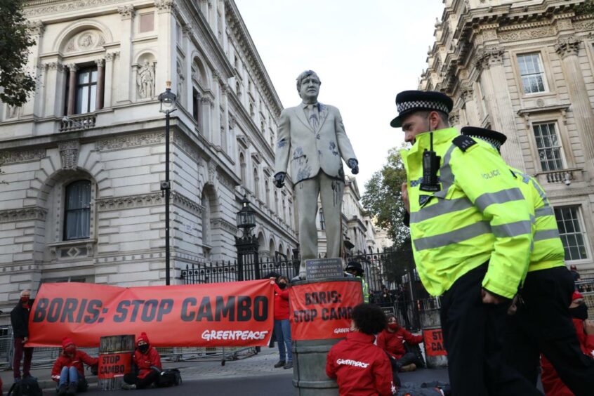 Greenpeace boris statue cambo