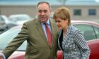SNP leader Nicola Sturgeon being greeted by Alex Salmond.. Insch. Supplied by Heather Fowlie / Aberdeen Journals  Date; 01/05/2017