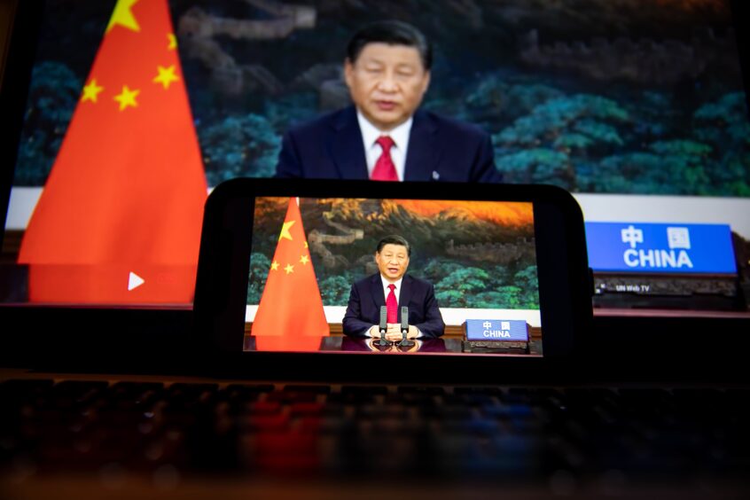 Xi Jinping, China's president, speaks during a prerecorded video at the United Nations General Assembly in New York, U.S., on Tuesday, Sept. 21, 2021.