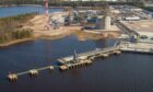 Aerial view of loading jetty at LNG plant