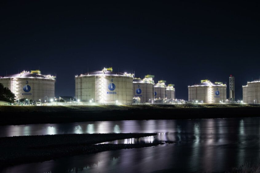 Korea Gas Corp. (KOGAS) liquefied natural gas (LNG) tanks at the company's facility in Samcheok, Gangwon-do, South Korea, on Sunday, Jan. 17, 2021.