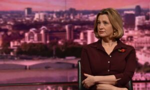 Former Home Secretary Amber Rudd appearing on the BBC One current affairs programme, The Andrew Marr Show, November 5 2017. Jeff Overs/BBC/PA Wire