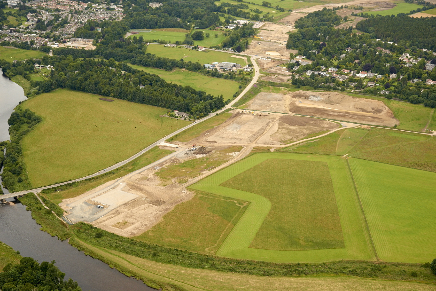 An aerial image of the AWPR being constructed near Milltimber.