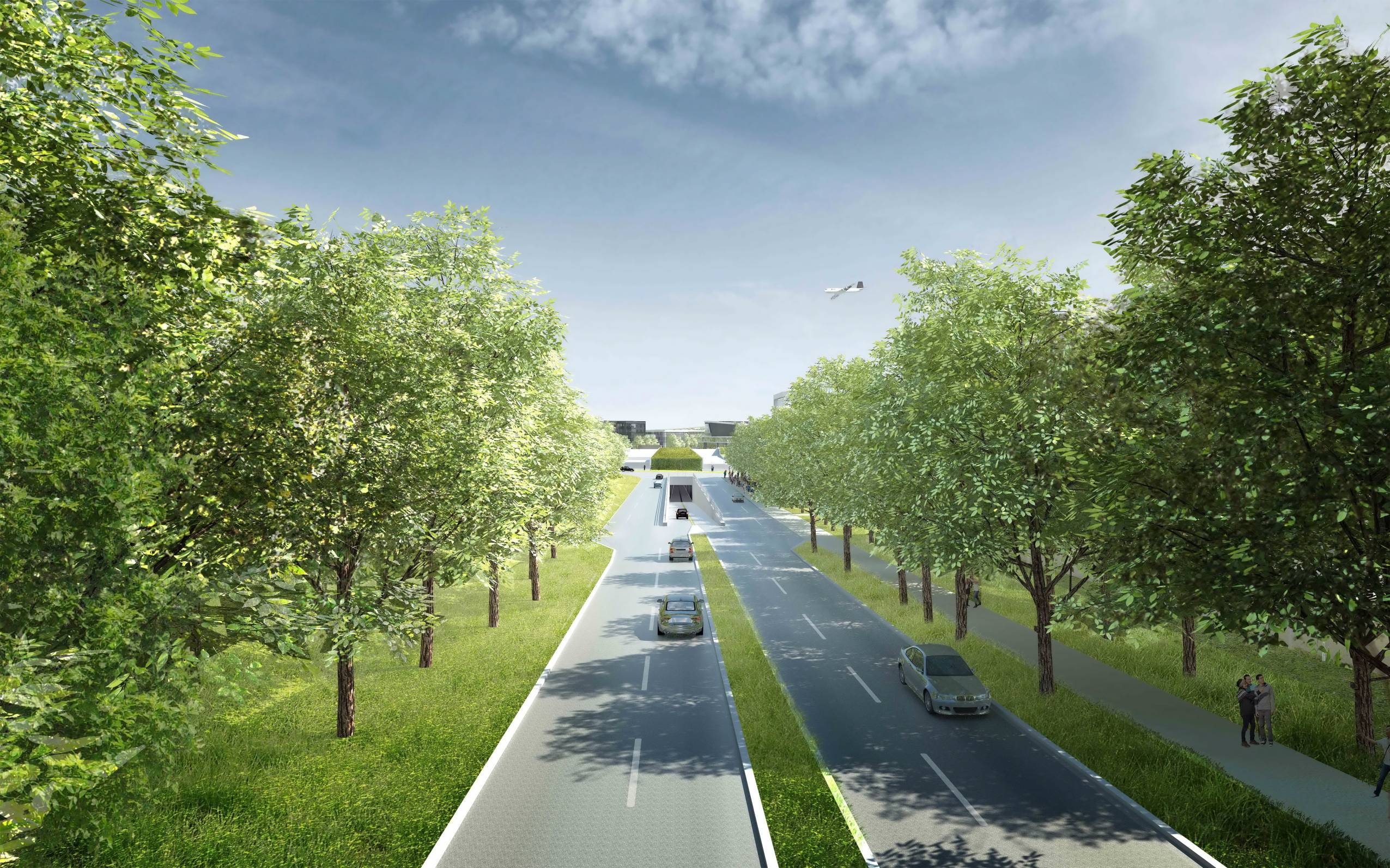 Image shows the main approach to the site