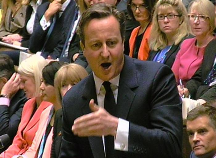 Prime Minister David Cameron speaks during Prime Minister's Questions in the House of Commons