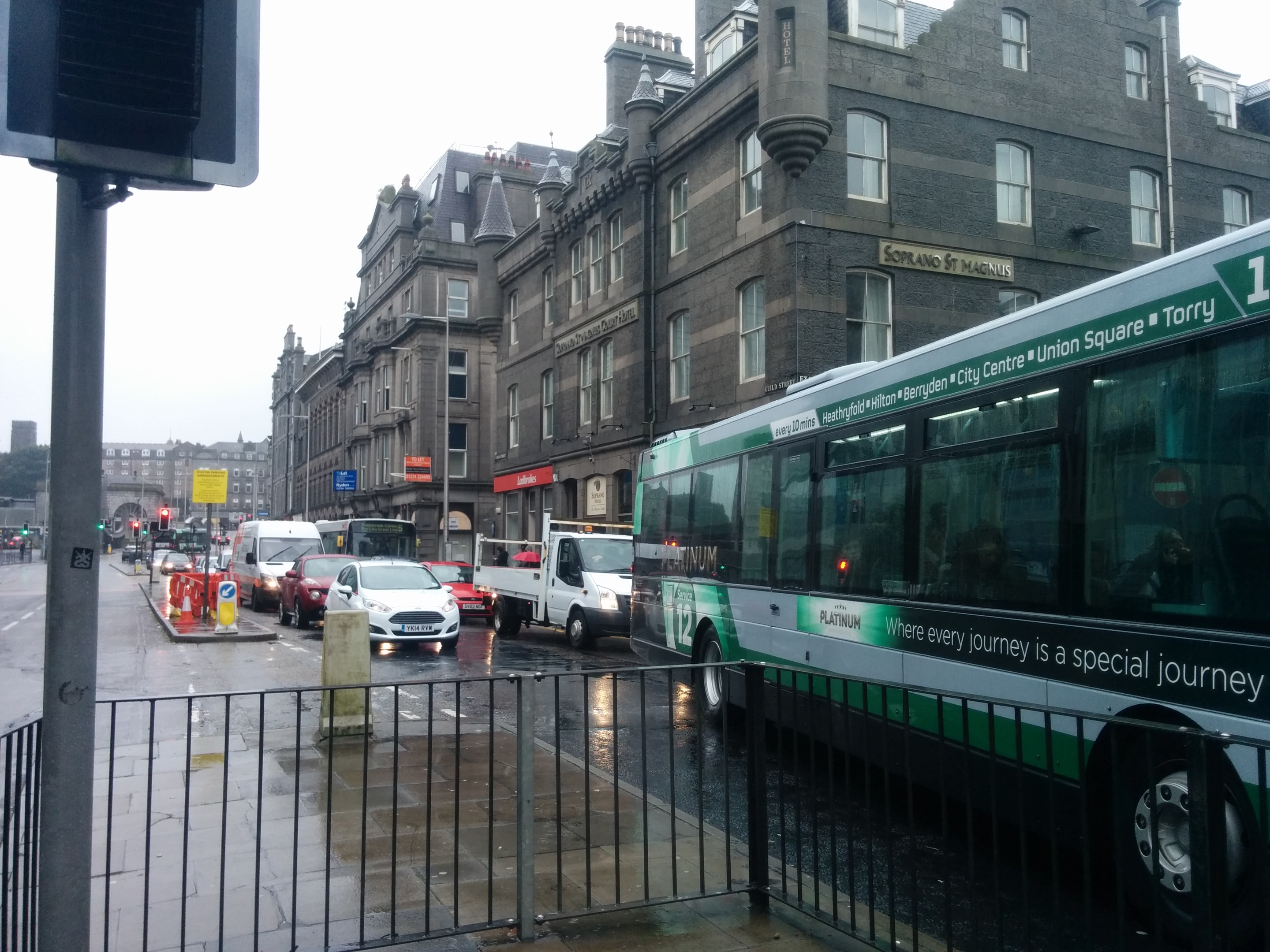 Traffic around the Market Street/Guild Street area is backed up