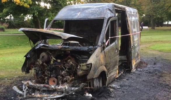 The burnt out van was found in Stewart Park.