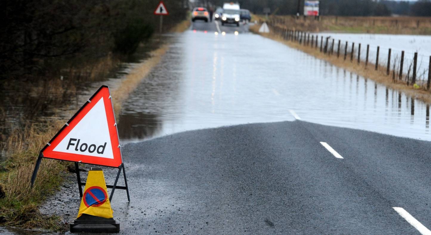 A section of the B999 between Pitmedden and Tarves is closed due to flooding