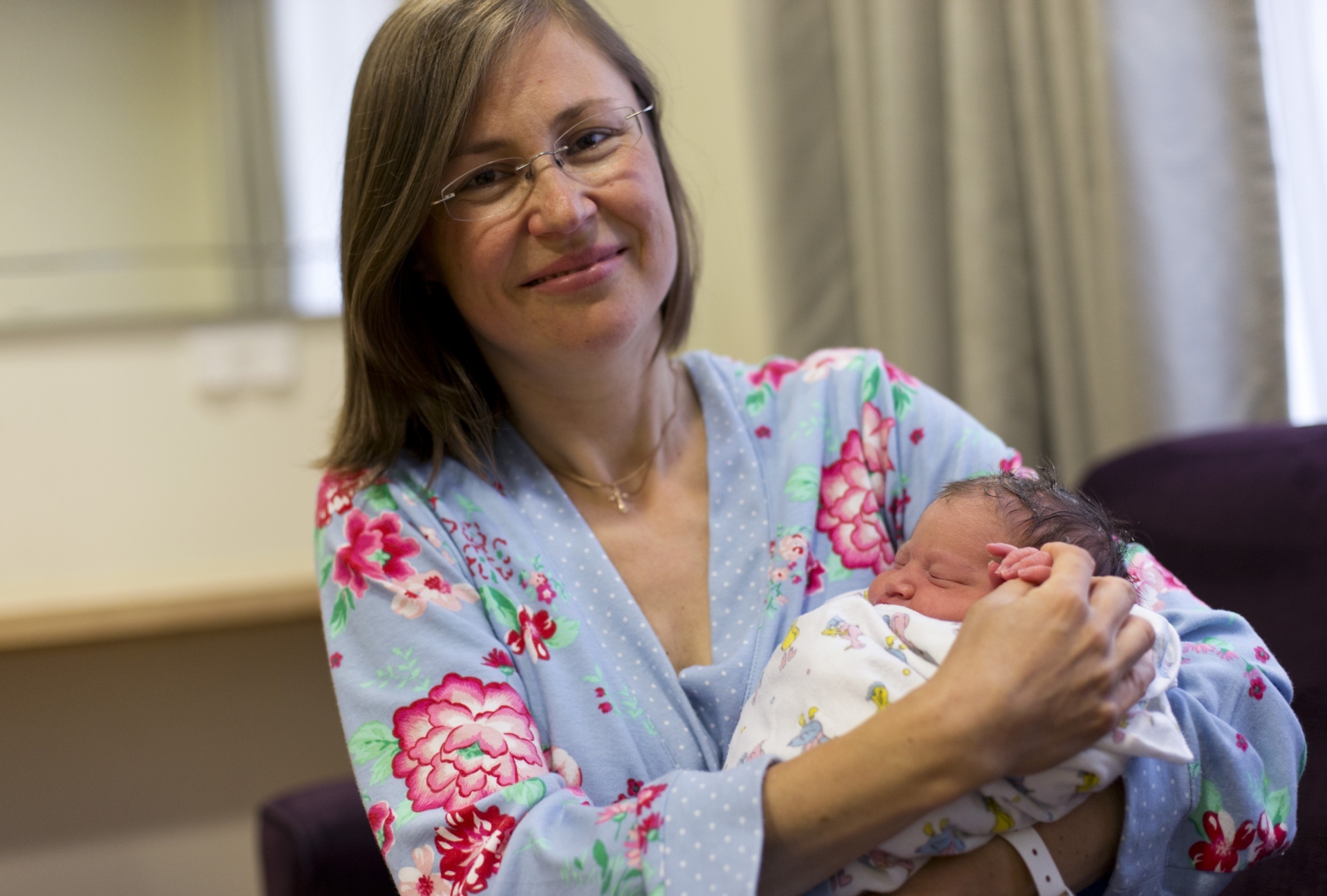 Tatiana Smurova-Bolton, 41, with her newborn baby daughter Victoria Yekaterina