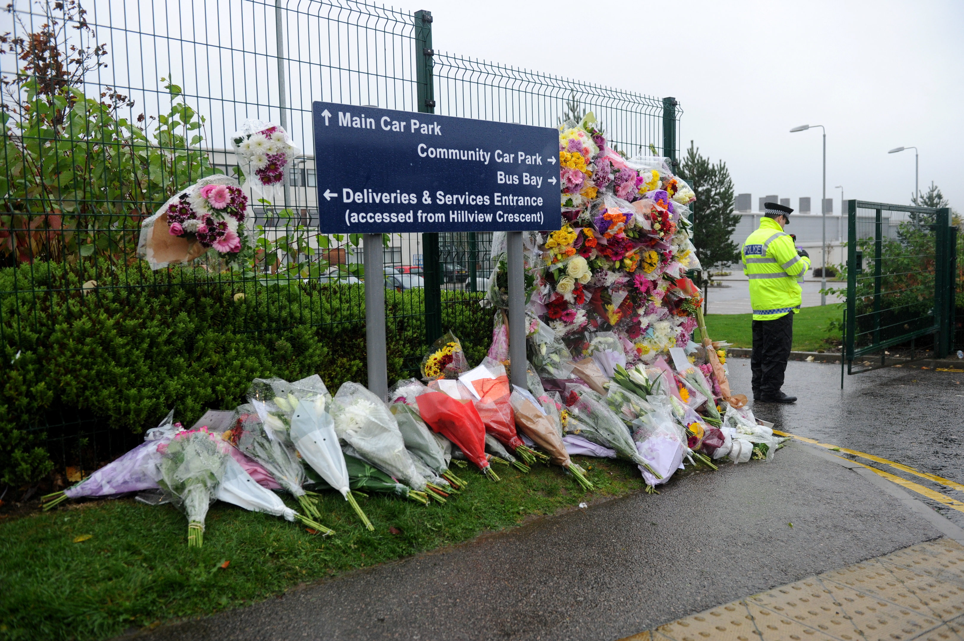 The police presence outside Cults Academy following Bailey’s death.