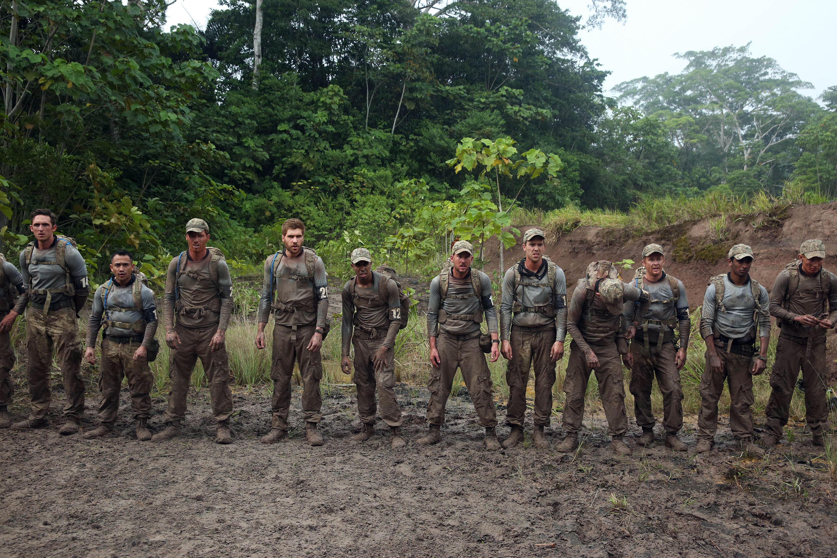Contestants on SAS: Who Dares Wins with Conall Ferguson on the right.