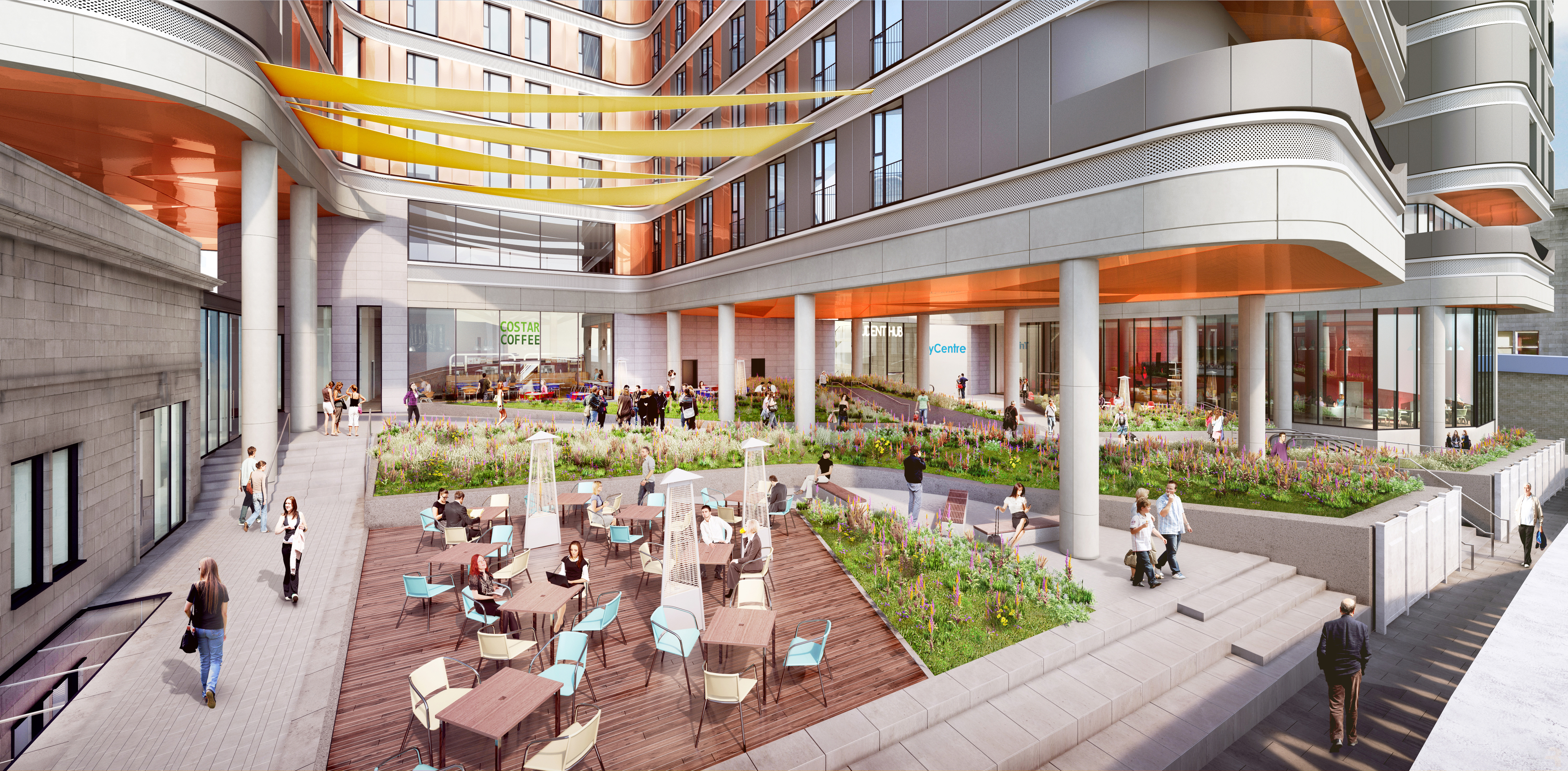 An artist’s impression of the public square as part of the redevelopment of Atholl House on Guild Street.